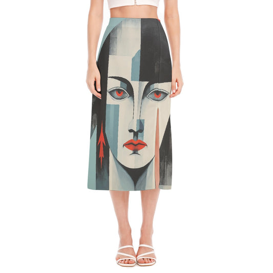 All-Over Print Women's High Slit Long Skirt