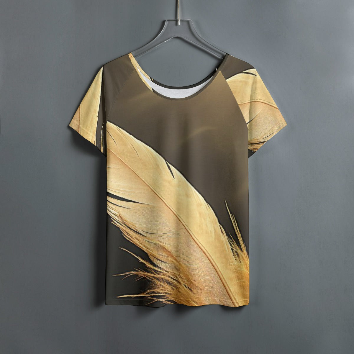 All-Over Print Women's Round Neck T-shirt With Raglan Sleeve