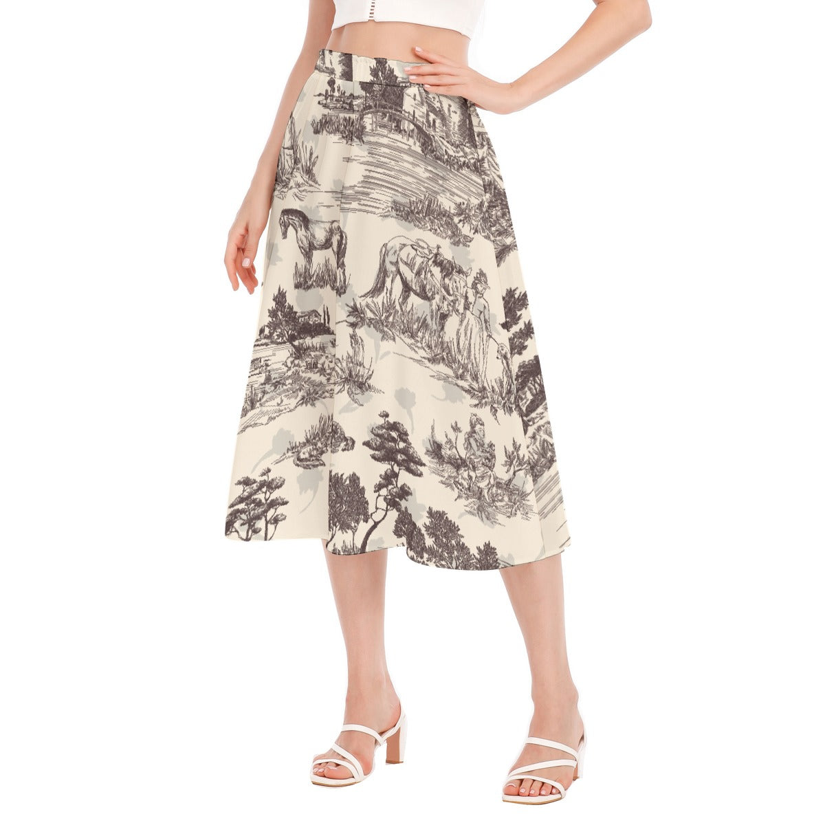All-Over Print Women's Long Section Chiffon Skirt