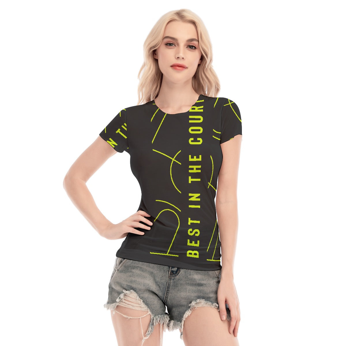 All-Over Print Women's Short Sleeve Mesh Blouse