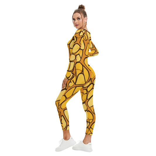 All-Over Print Women's Plunging Neck Jumpsuit