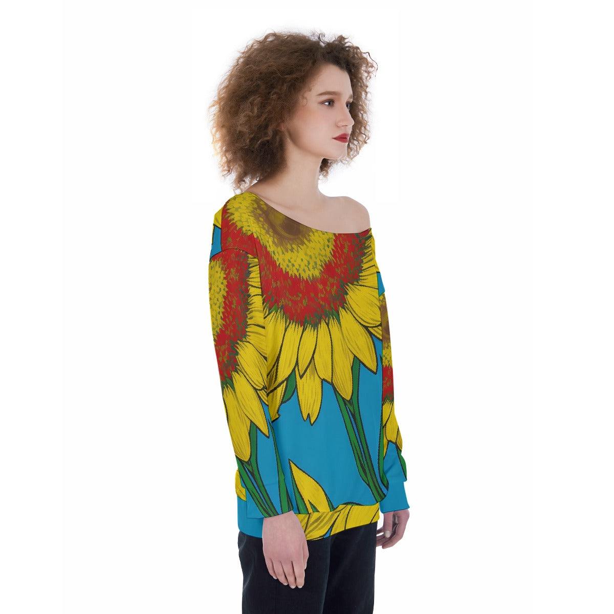 All-Over Print Oversized Women's Off-Shoulder Sweatshirt