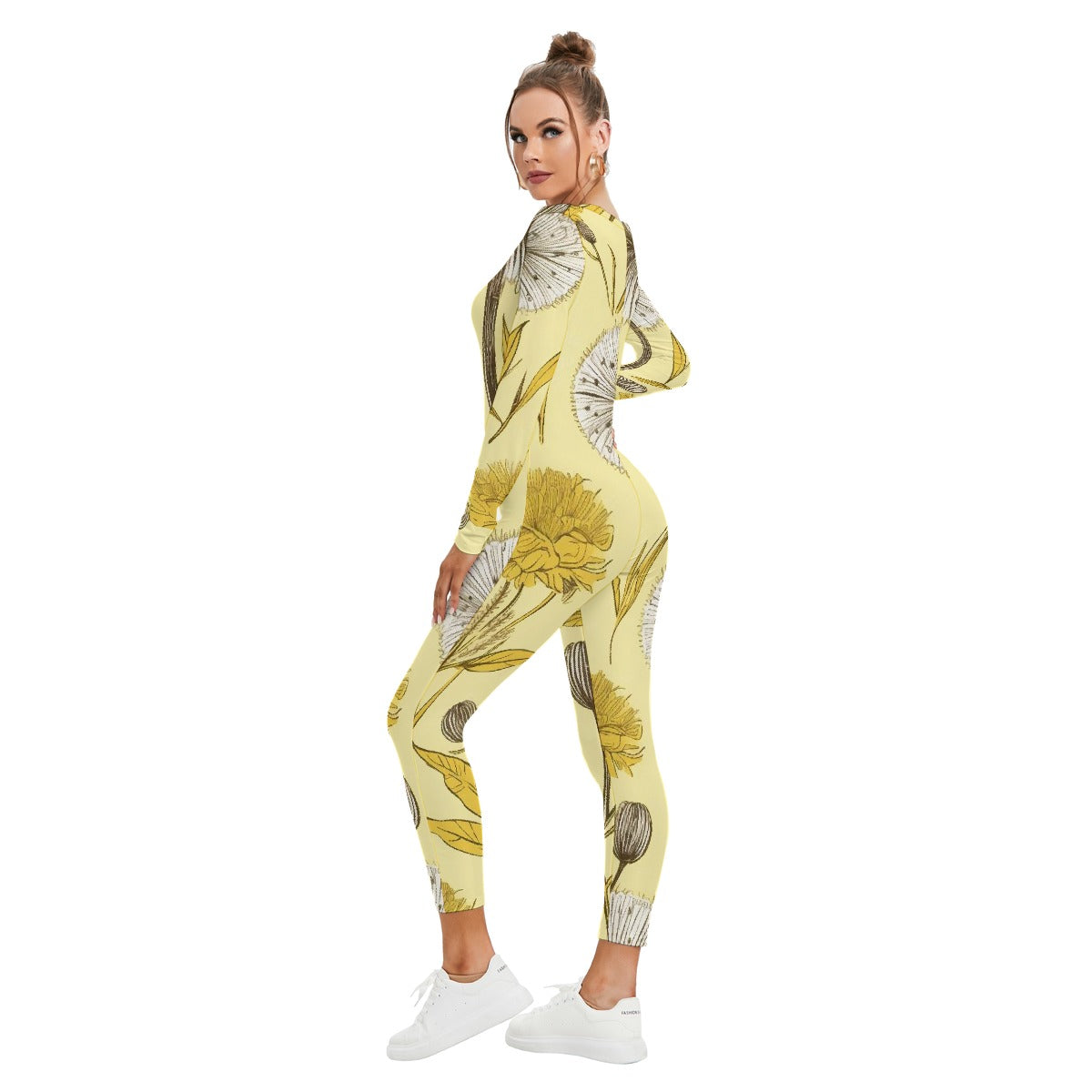 All-Over Print Women's Plunging Neck Jumpsuit