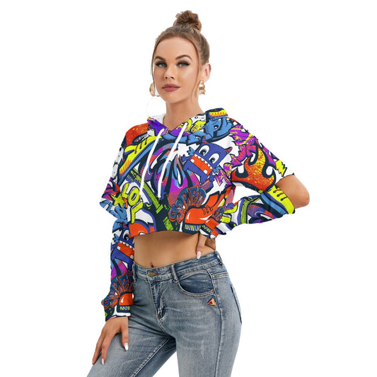 All-Over Print Women's Heavy Fleece Hoodie With Hollow Out Sleeve