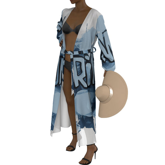 All-Over Print Women's Lace-up Chiffon Robe