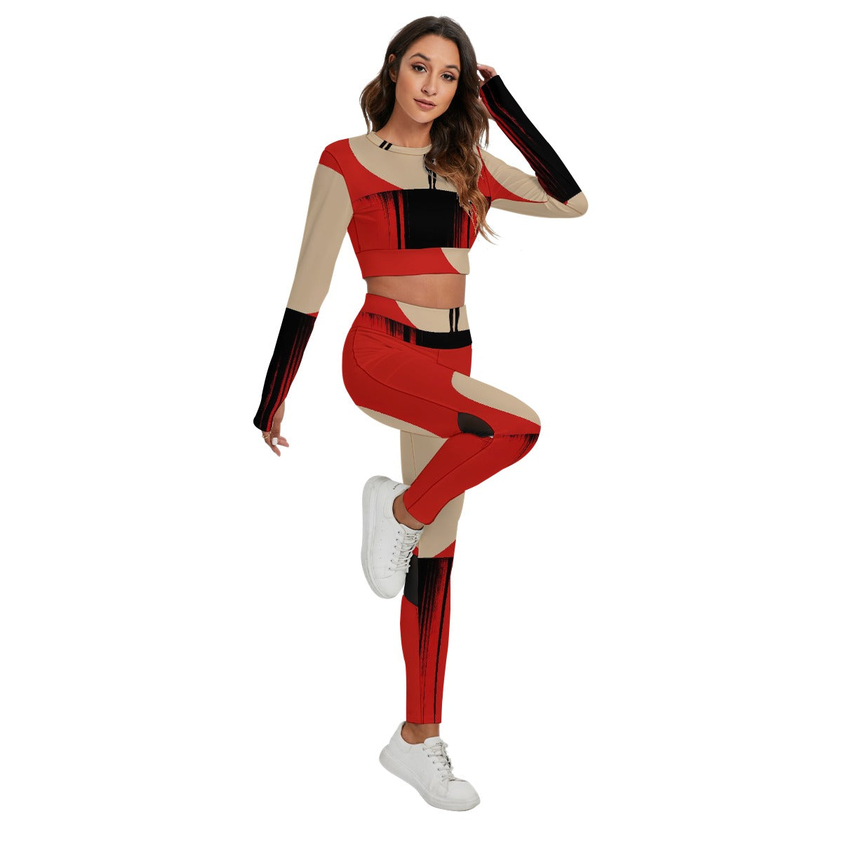 All-Over Print Women's Sport Set With Backless Top And Leggings