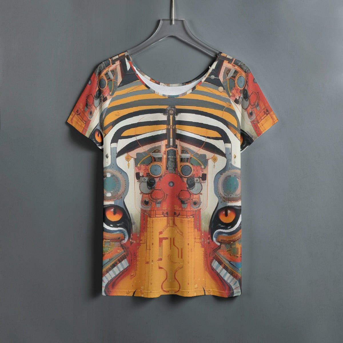 All-Over Print Women's Round Neck T-shirt With Raglan Sleeve