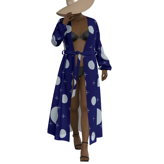 All-Over Print Women's Lace-up Chiffon Robe