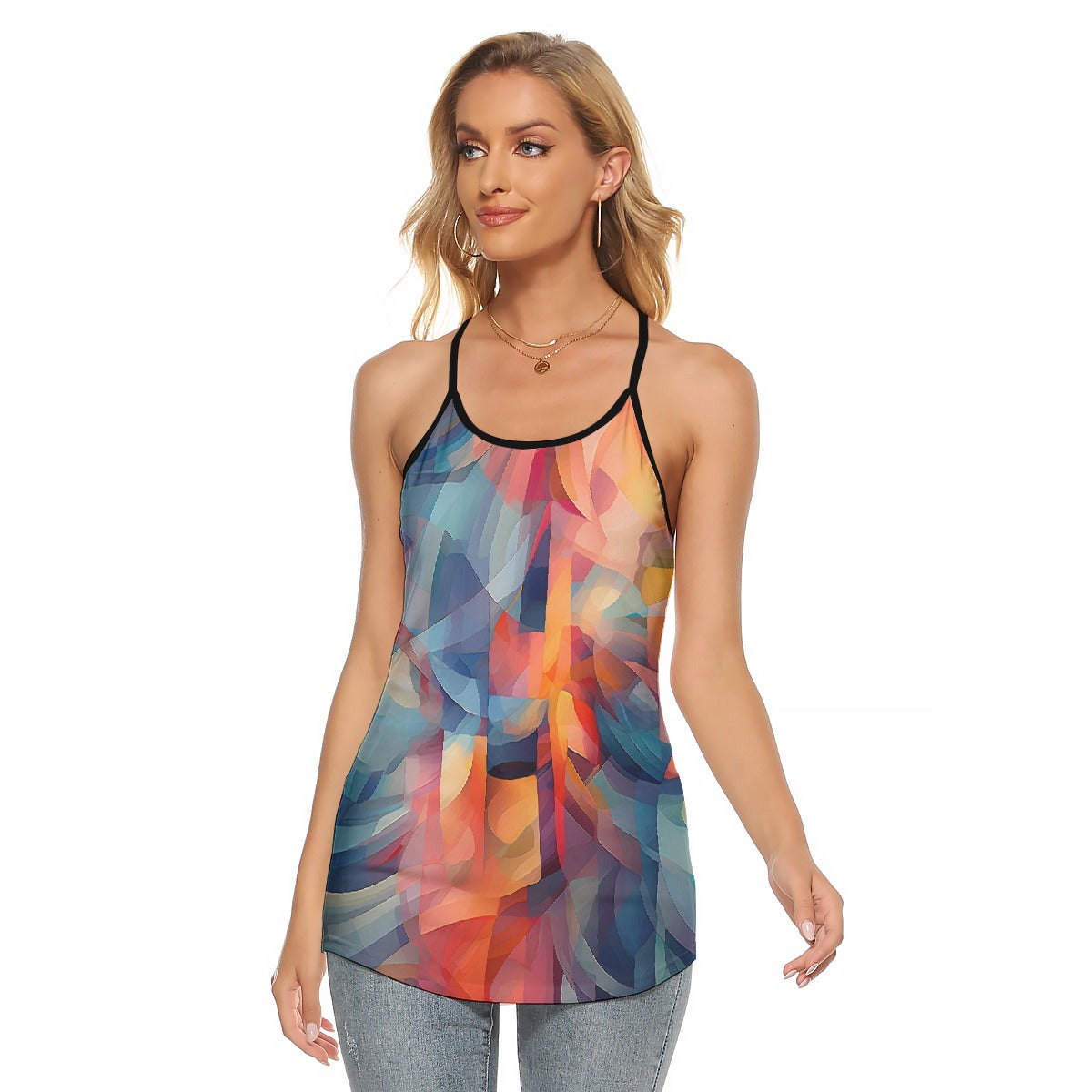 All-Over Print Women's Criss-Cross Open Back Tank Top