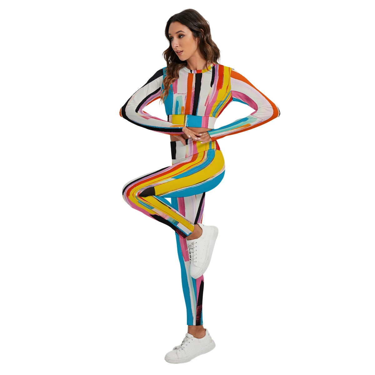 All-Over Print Women's Sport Set With Backless Top And Leggings