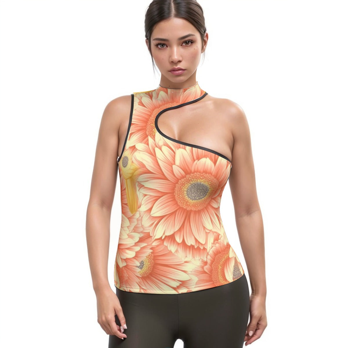 All-Over Print Women's Halter Sleeveless Asymmetrical Tank Top