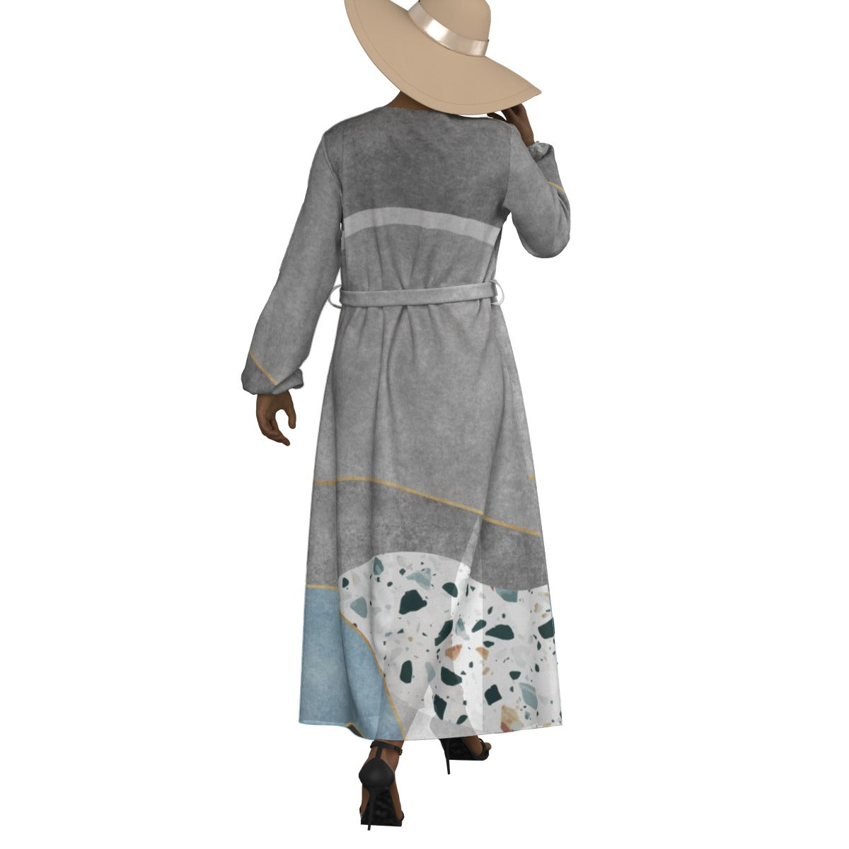 All-Over Print Women's Lace-up Chiffon Robe