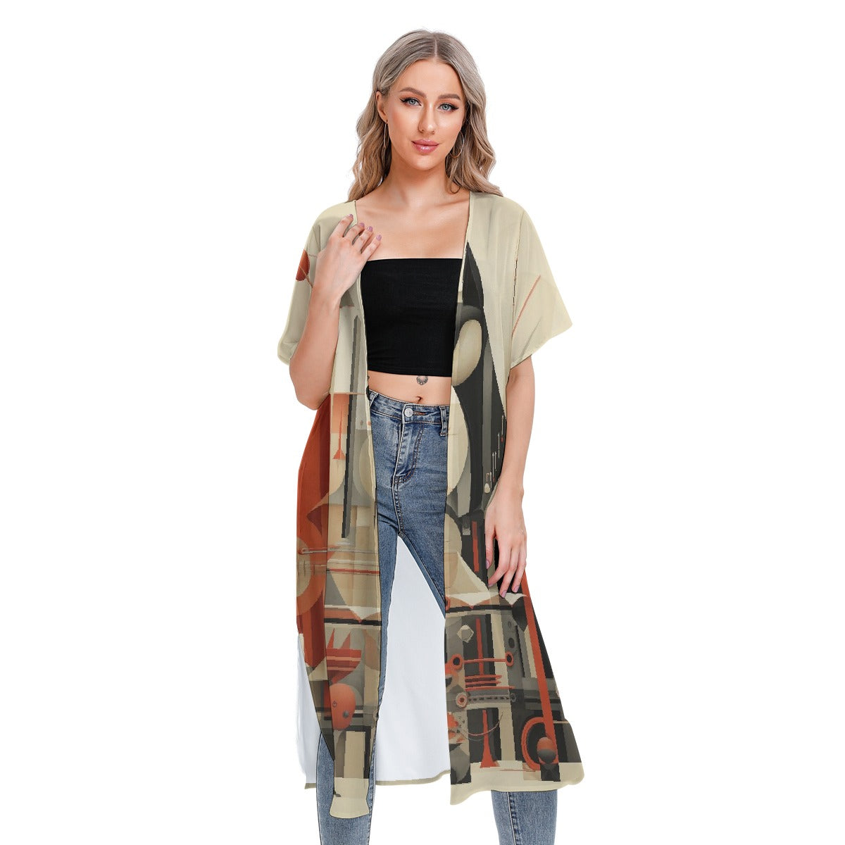 All-Over Print Women's Short Sleeve Cardigan