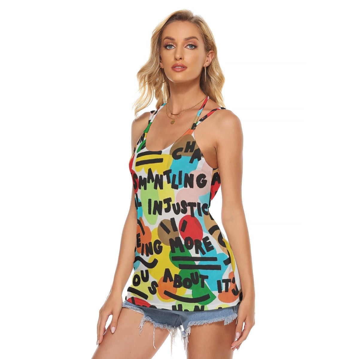 All-Over Print Women's Halter Top With Backless