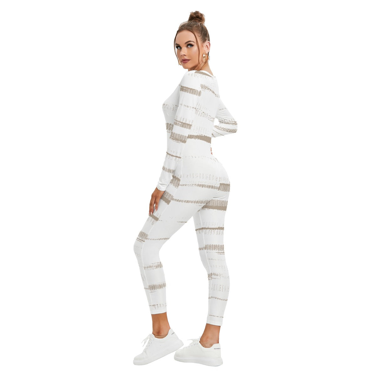 All-Over Print Women's Plunging Neck Jumpsuit