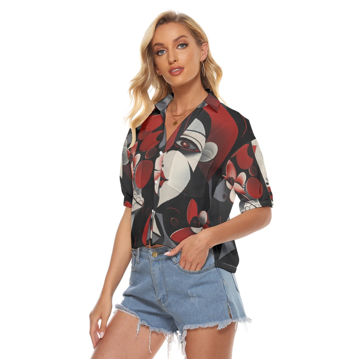 All-Over Print Women's V-neck Shirts