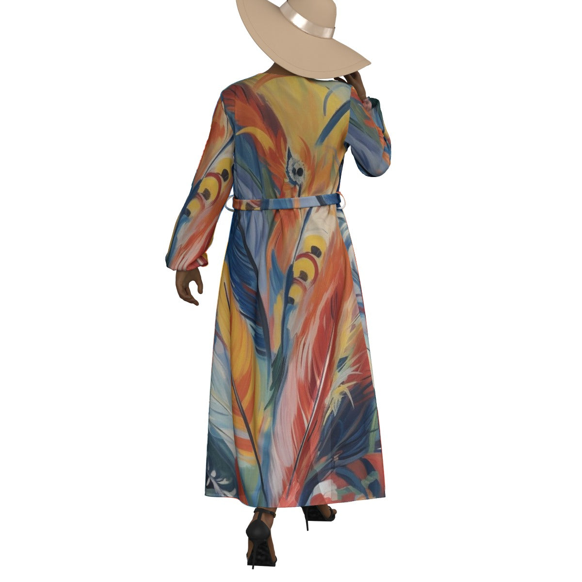 All-Over Print Women's Lace-up Chiffon Robe