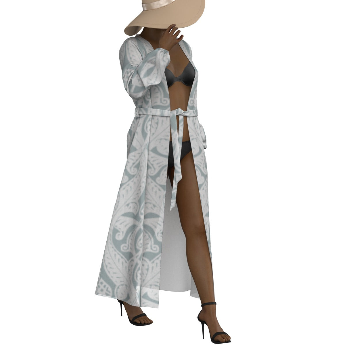 All-Over Print Women's Lace-up Chiffon Robe