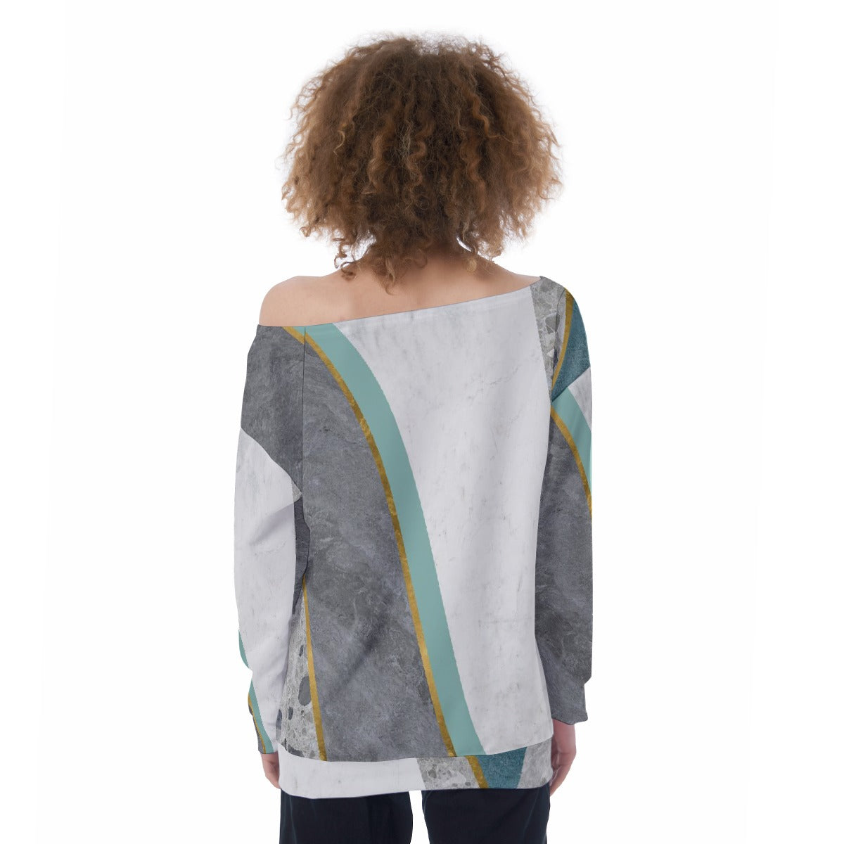 All-Over Print Oversized Women's Off-Shoulder Sweatshirt