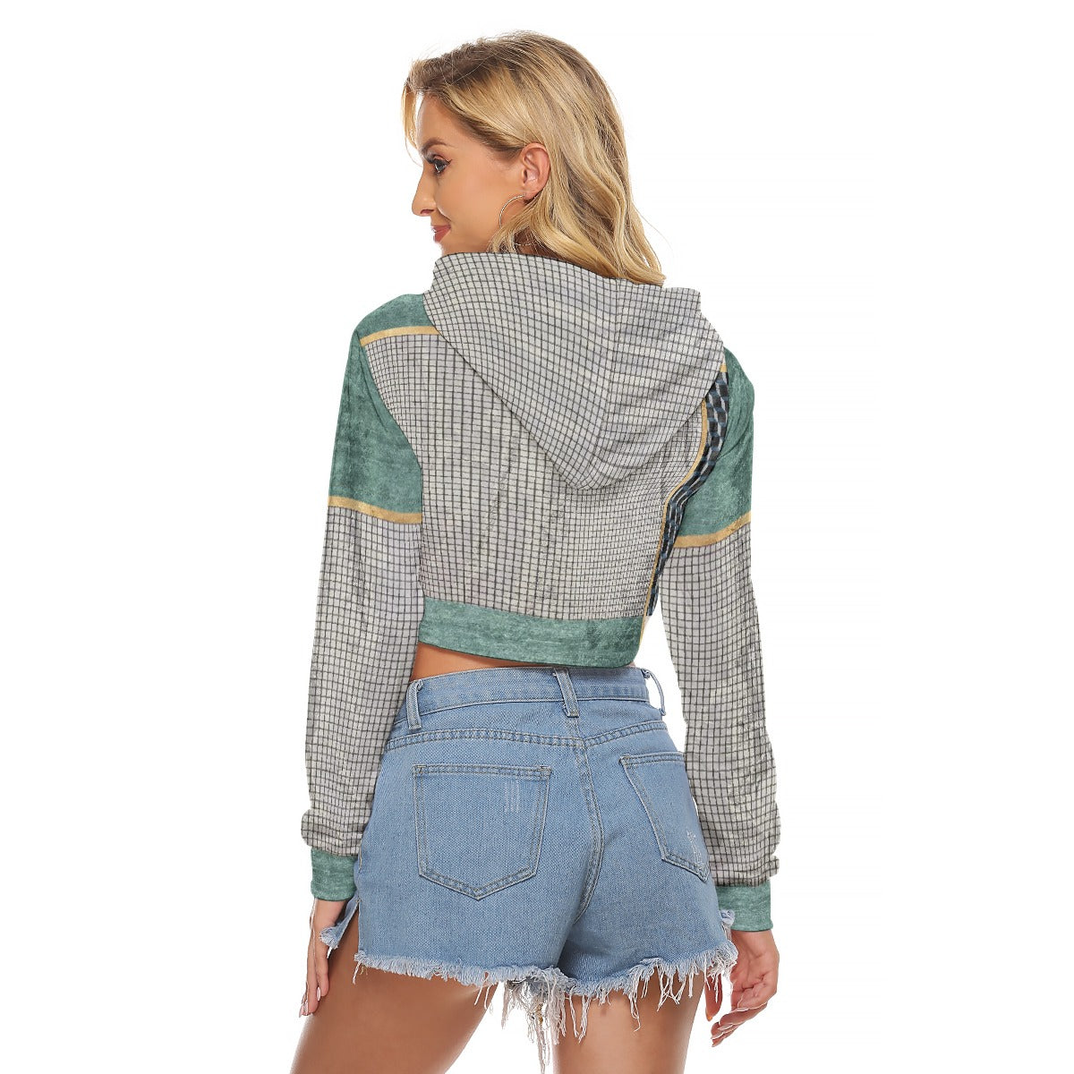 All-Over Print Women's Crop Top Hoodie|Velvet