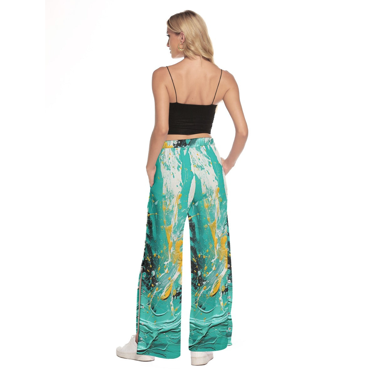 All-Over Print Women's Side Slit Snap Button Trousers