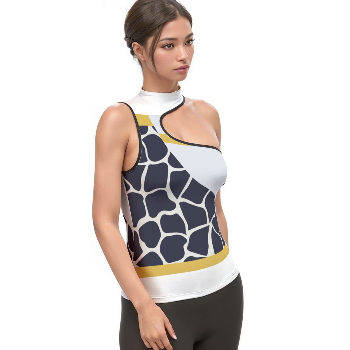 All-Over Print Women's Halter Sleeveless Asymmetrical Tank Top