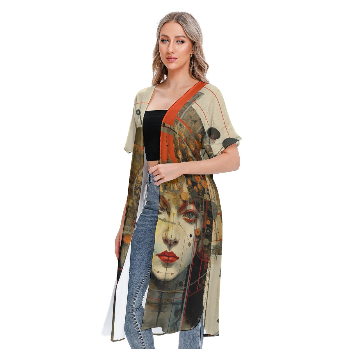 All-Over Print Women's Short Sleeve Cardigan