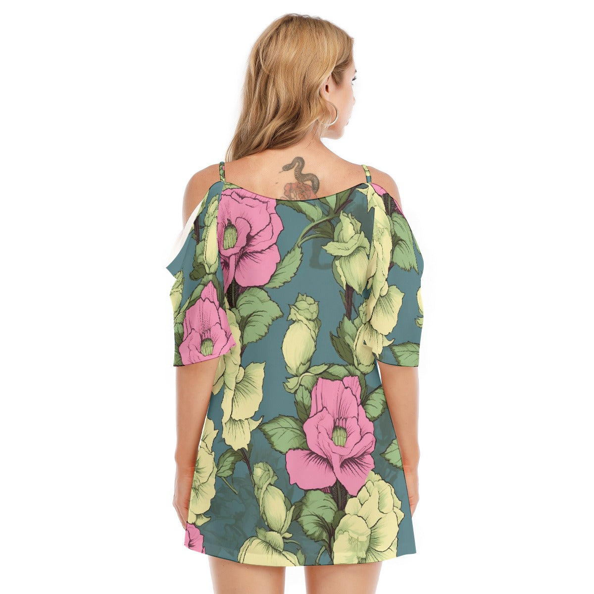 All-Over Print Women's Off-shoulder Cami Dress