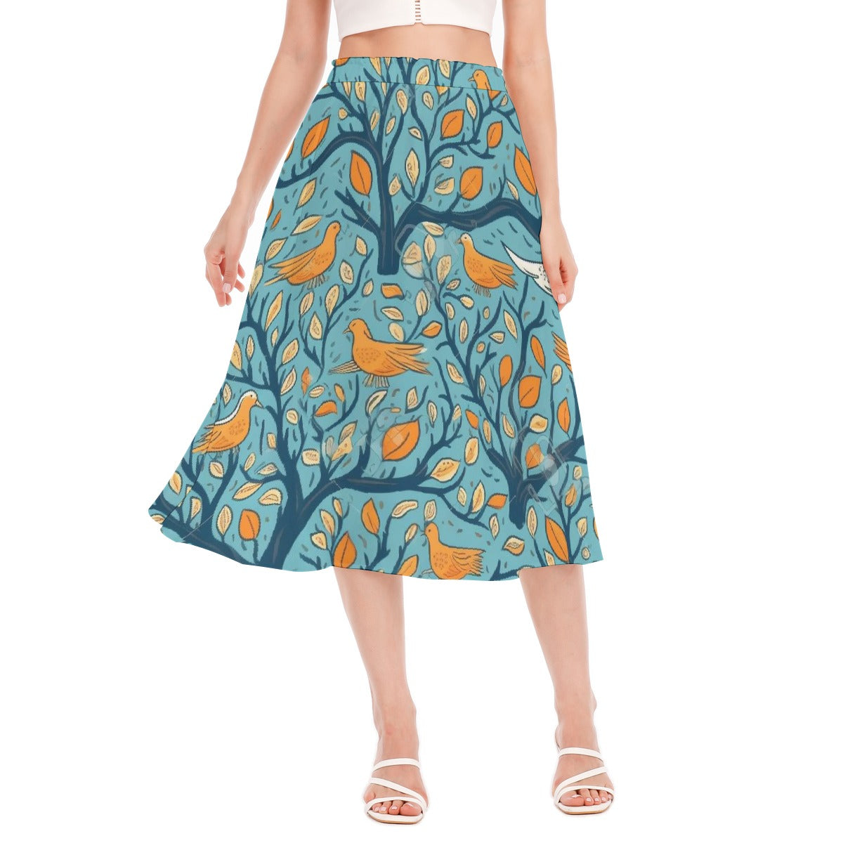 All-Over Print Women's Long Section Chiffon Skirt