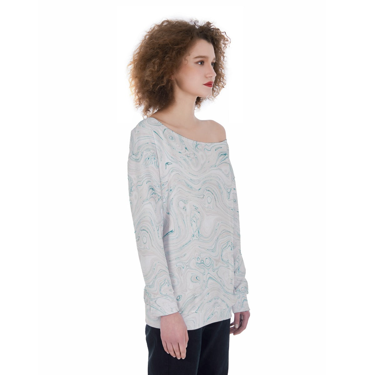 All-Over Print Oversized Women's Off-Shoulder Sweatshirt