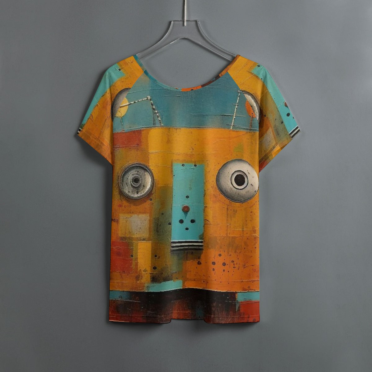 All-Over Print Women's Round Neck T-shirt With Raglan Sleeve