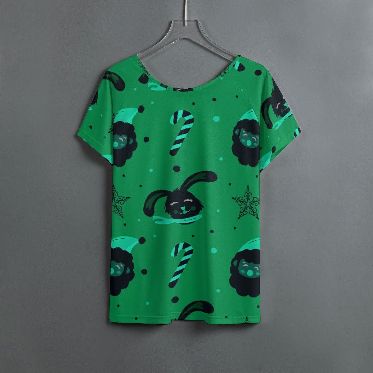 All-Over Print Women's Round Neck T-shirt With Raglan Sleeve