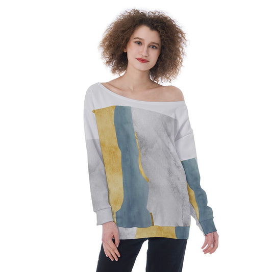 All-Over Print Oversized Women's Off-Shoulder Sweatshirt