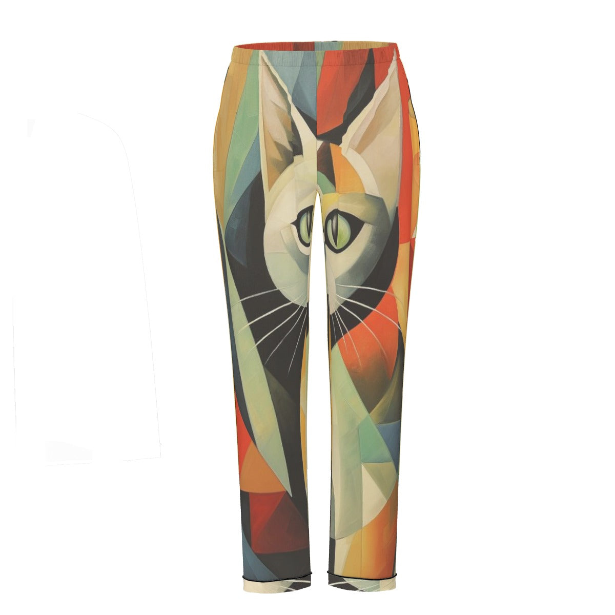 All-Over Print Women's Long Sleeve Pajama Set With Black Contrast Piping