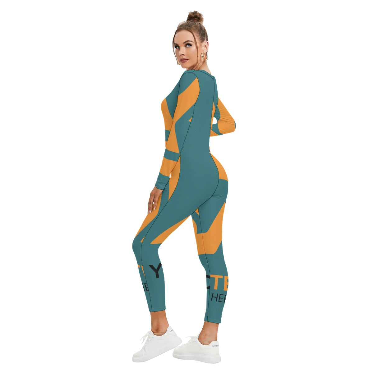 All-Over Print Women's Plunging Neck Jumpsuit