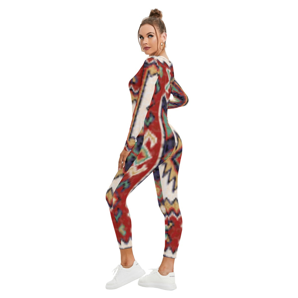All-Over Print Women's Plunging Neck Jumpsuit