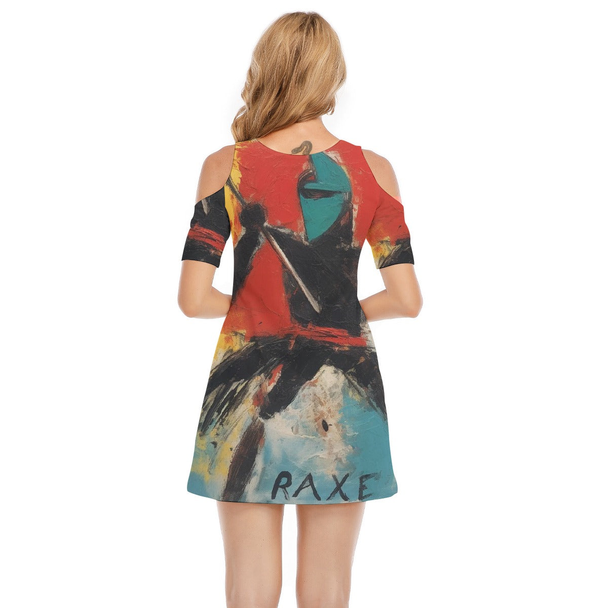 All-Over Print Women's Cold Shoulder Dress | 190GSM Cotton