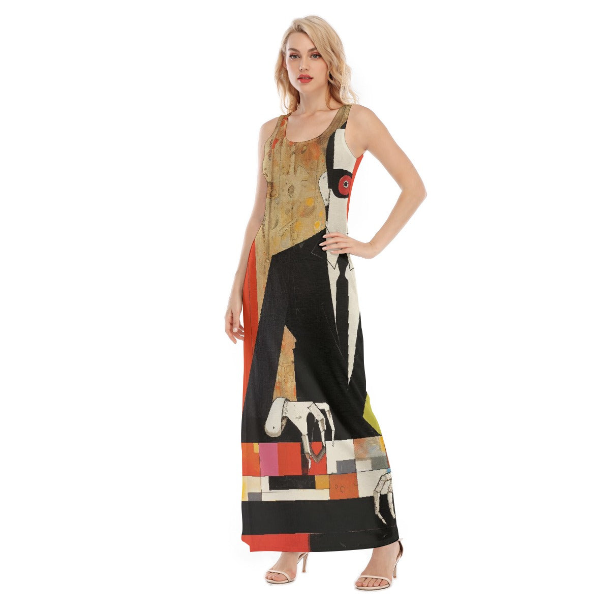 All-Over Print Women's Vest Dress | Length To Ankle