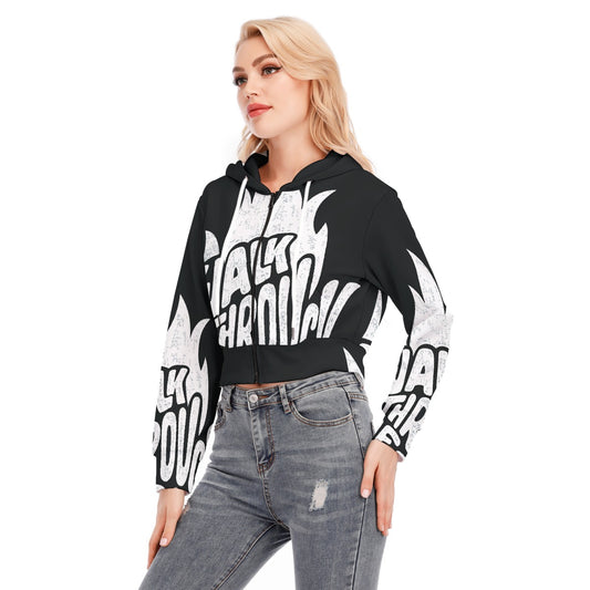 All-Over Print Women's Crop Top Hoodie With Zipper Closure