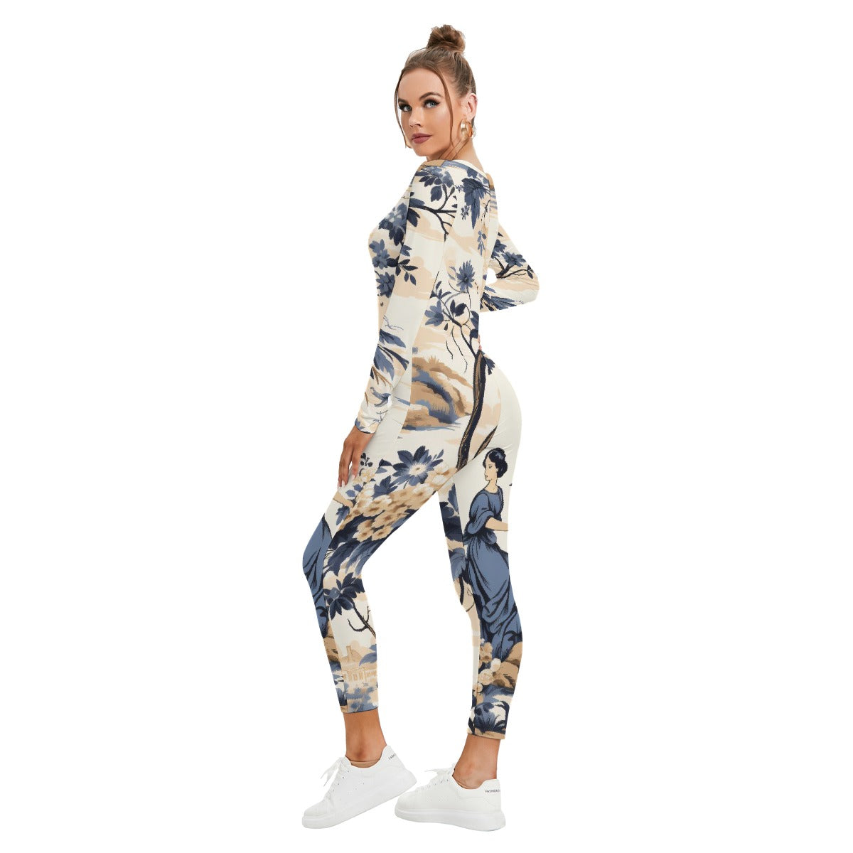 All-Over Print Women's Plunging Neck Jumpsuit