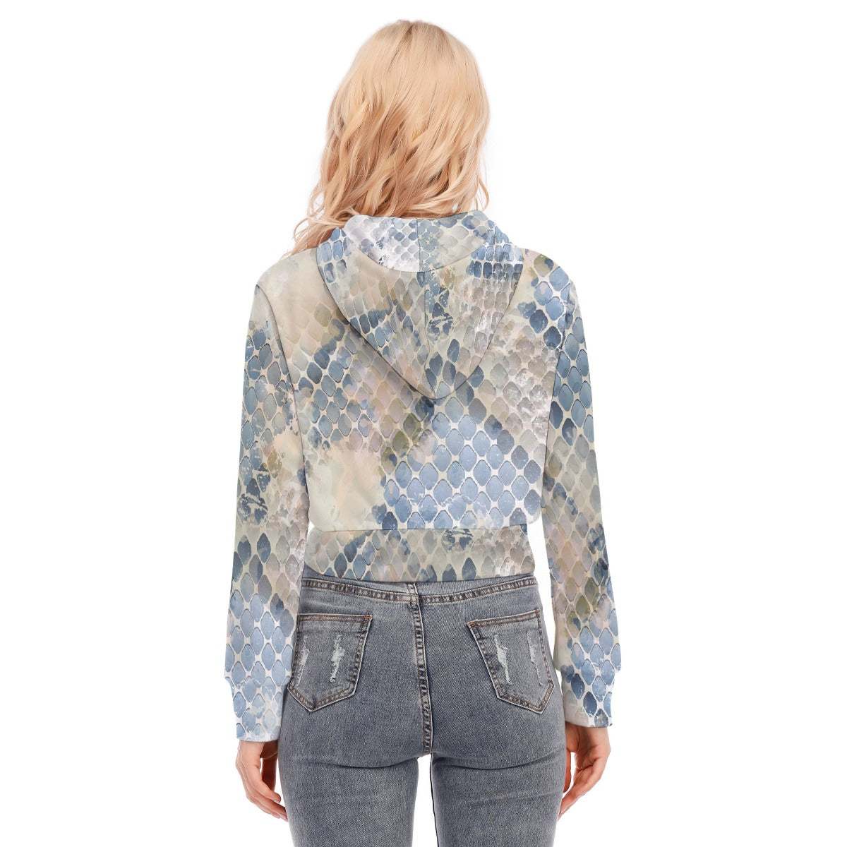 All-Over Print Women's Crop Top Hoodie With Zipper Closure