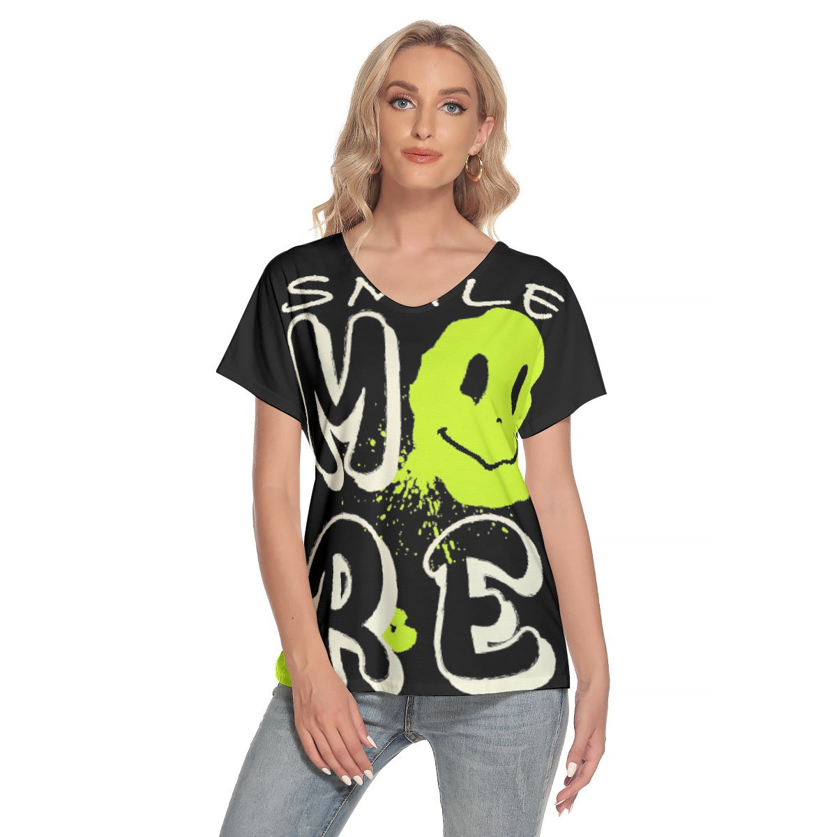 All-Over Print Women's Loose V-neck Short Sleeve T-shirt