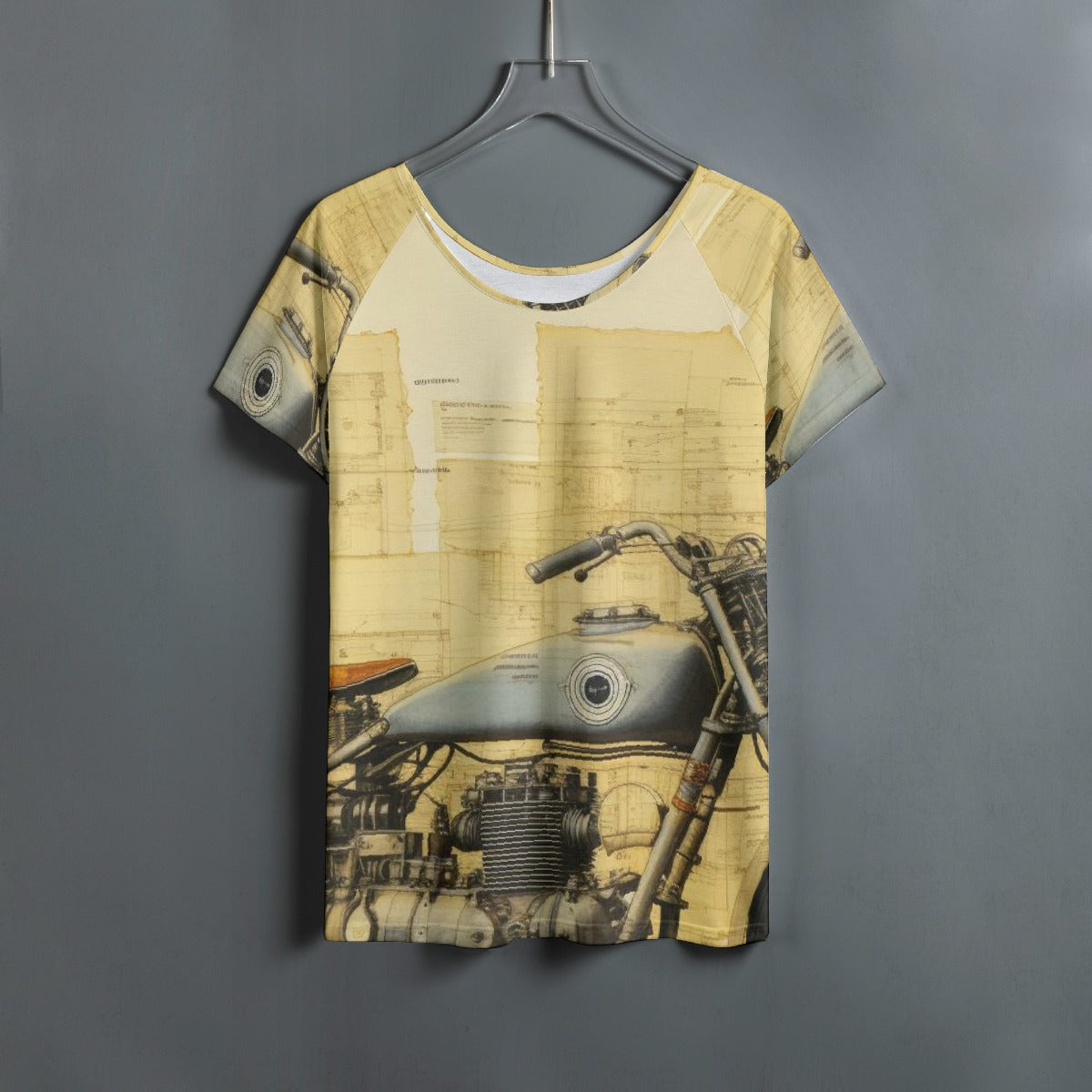 All-Over Print Women's Round Neck T-shirt With Raglan Sleeve