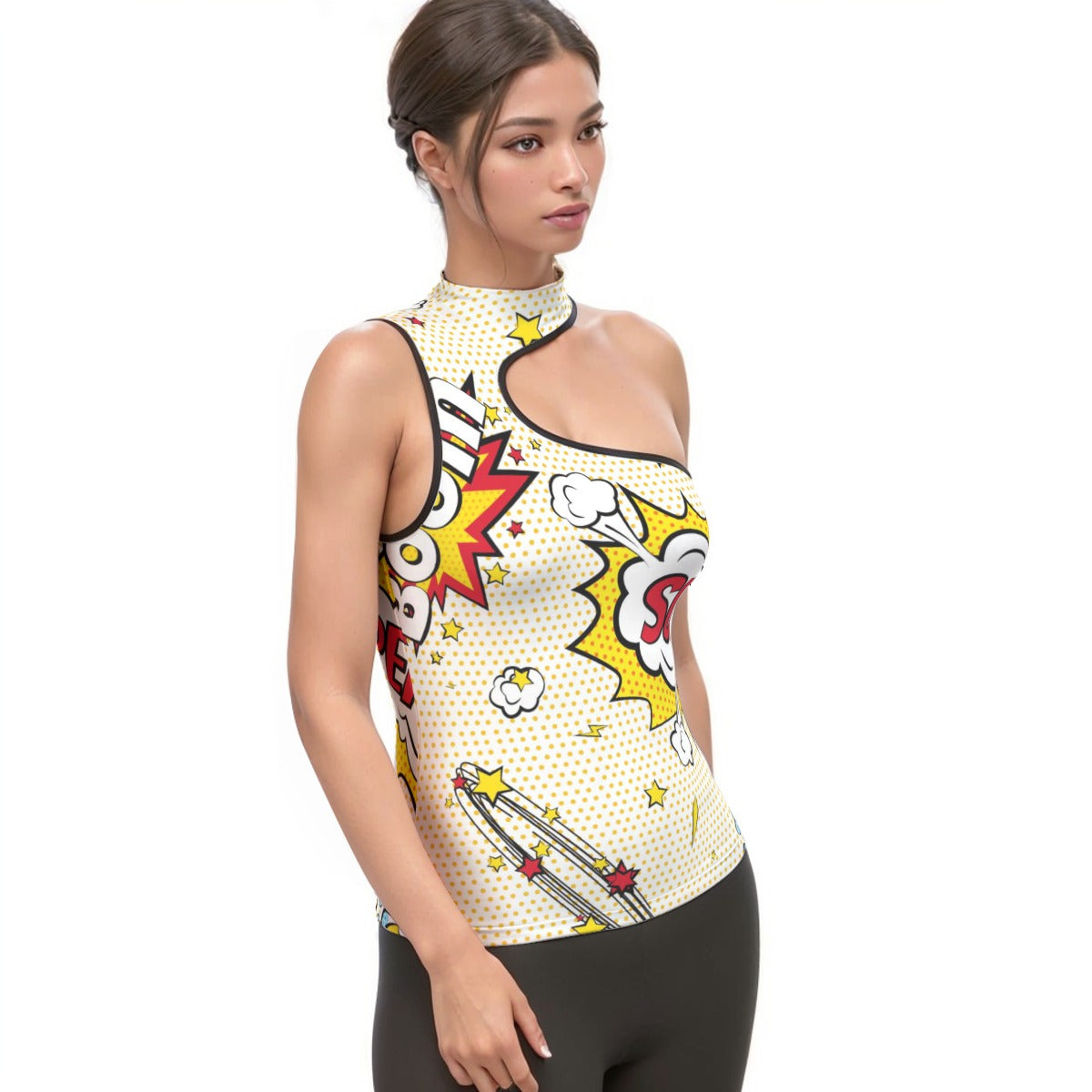All-Over Print Women's Halter Sleeveless Asymmetrical Tank Top