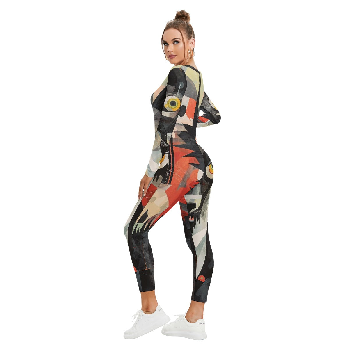 All-Over Print Women's Plunging Neck Jumpsuit