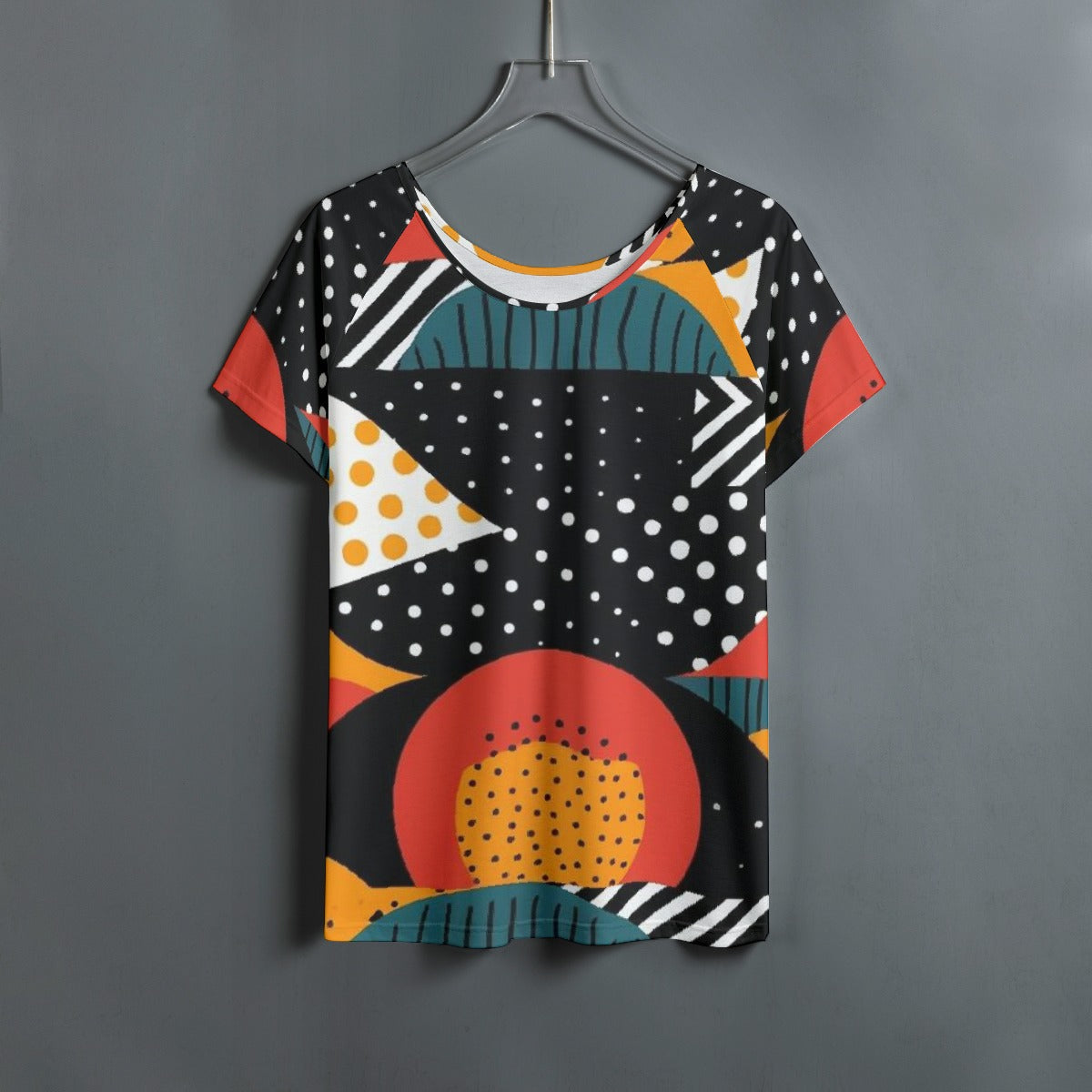 All-Over Print Women's Round Neck T-shirt With Raglan Sleeve