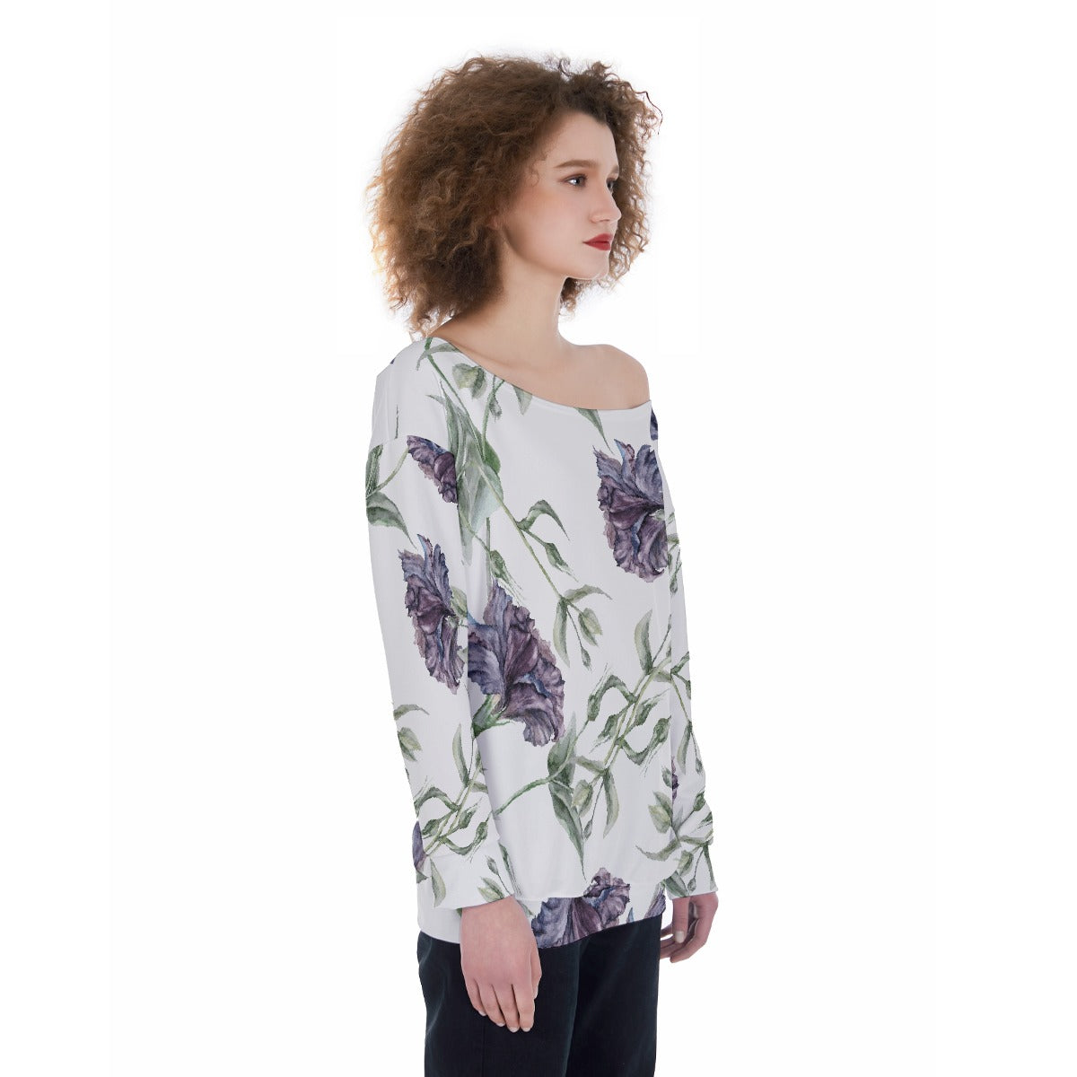 All-Over Print Oversized Women's Off-Shoulder Sweatshirt