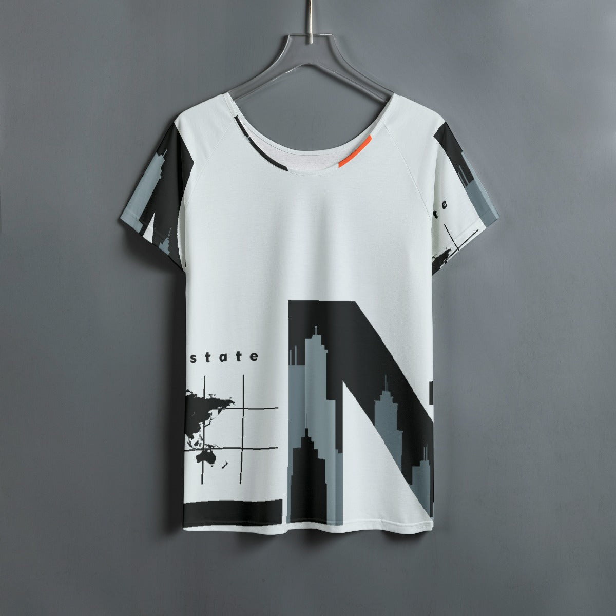 All-Over Print Women's Round Neck T-shirt With Raglan Sleeve