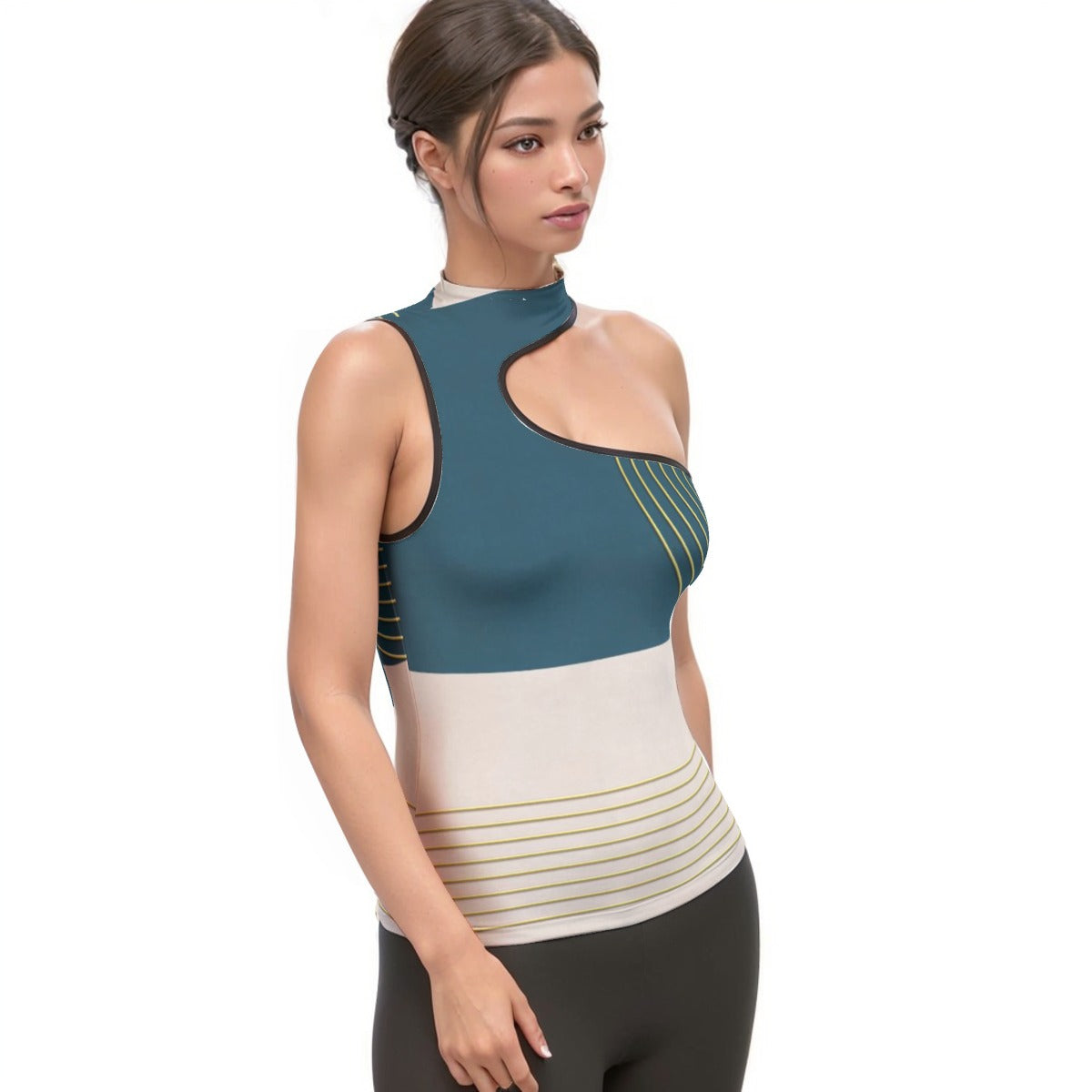 All-Over Print Women's Halter Sleeveless Asymmetrical Tank Top