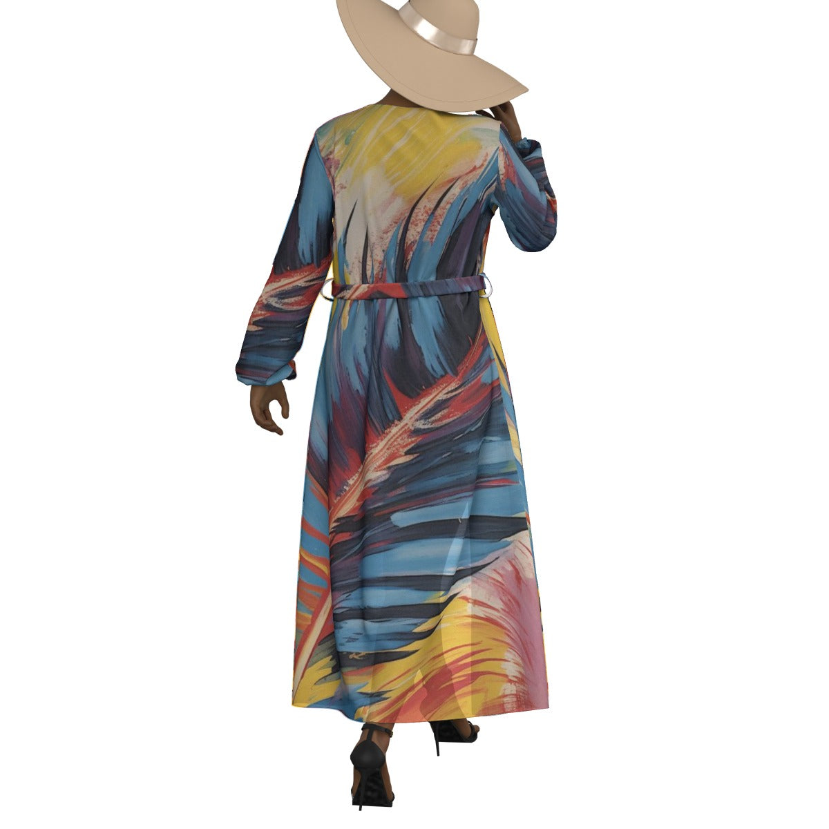 All-Over Print Women's Lace-up Chiffon Robe